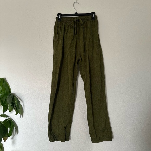 American Vintage Other - Nepal Drawstring Olive Green Pants Bohemian Handmade Pants os small